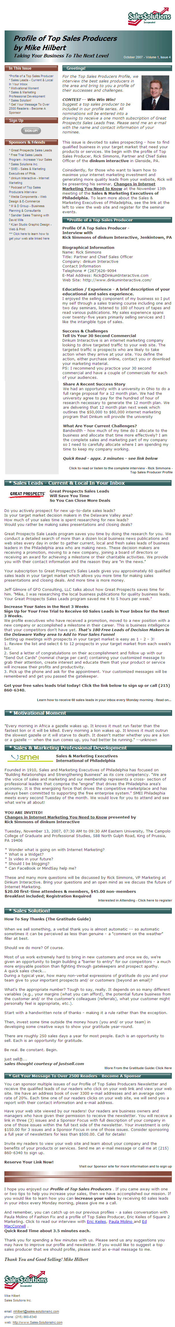 Top Sales Producers Newsletter Example